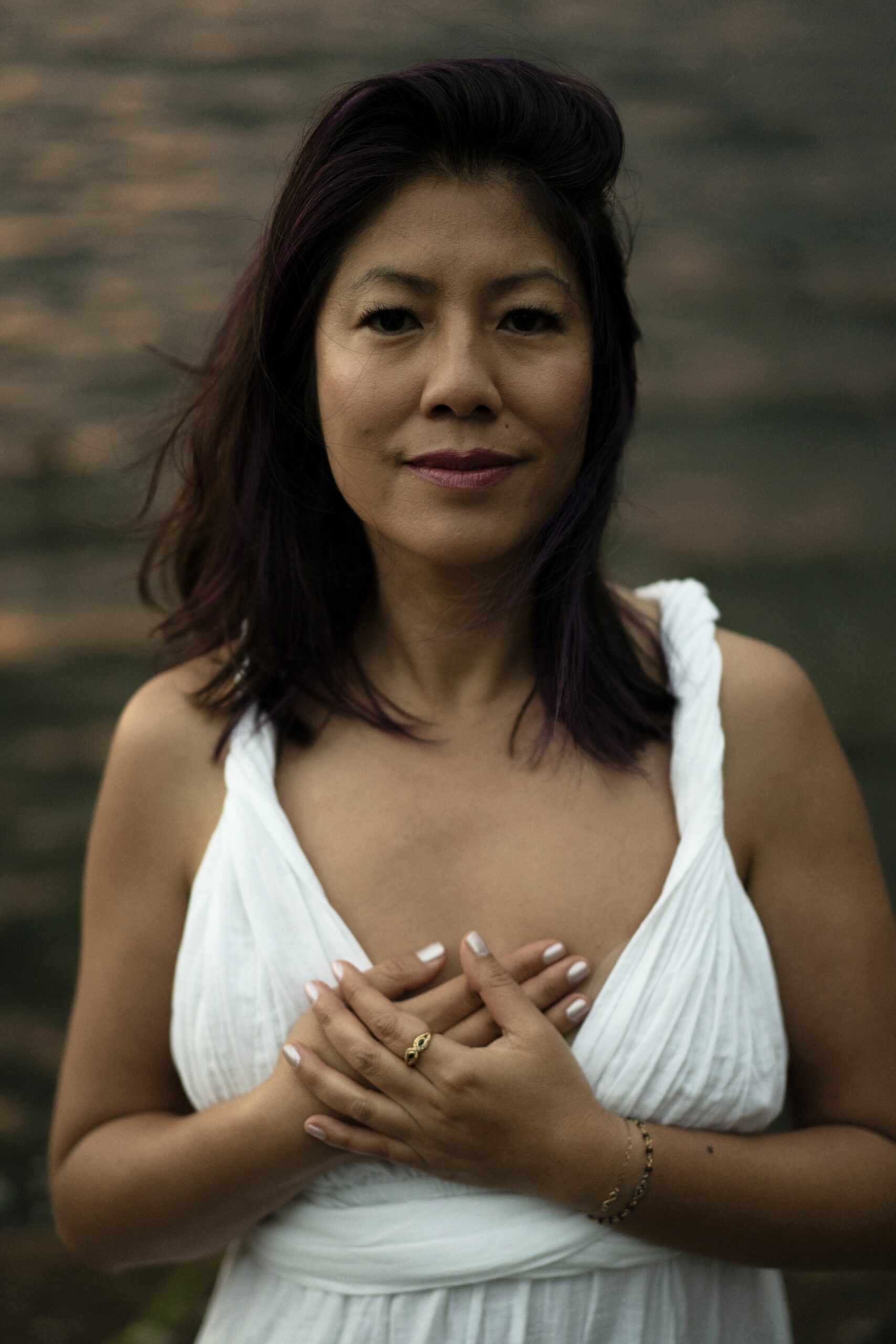 White dress presence lighter Jenn M. Choi